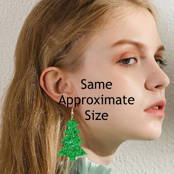Santa Christmas Tree Faux Leather Earrings - Picture 4 of 7
